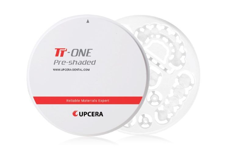 Upcera TT zirconia has a translucency of 49% making it suitable for the anterior region. The subtle graduated colour from cervical to the incisor means beautiful aesthetics are consistently achievable.